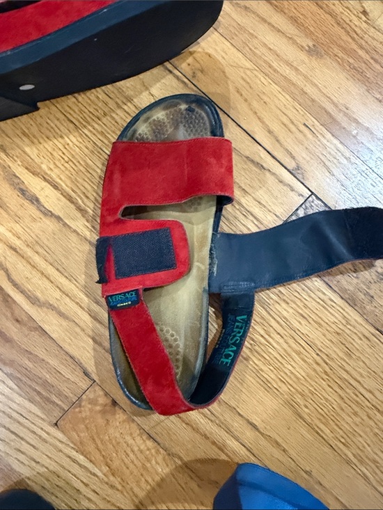 Versace Red Suede Slide Sandals main image 5